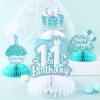 Cheereveal 11th Birthday Honeycomb Centerpieces, 8 Pieces Teal Silver 11 Year Old Birthday Decorations Table Centerpieces, Breakfast Blue Birthday Decorations Table Sign Toppers for Girls view 3