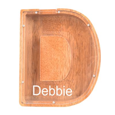 Custom Name Piggy Banks Kid, Personalized Letter Piggy Bank, Wooden Alphabet Money Bank, Gifts For Boy Girl Christmas Birthday New Year's Day (D)