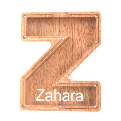Custom Name Piggy Banks Kid, Personalized Letter Piggy Bank, Wooden Alphabet Money Bank, Gifts For Boy Girl Christmas Birthday New Year's Day (Z)