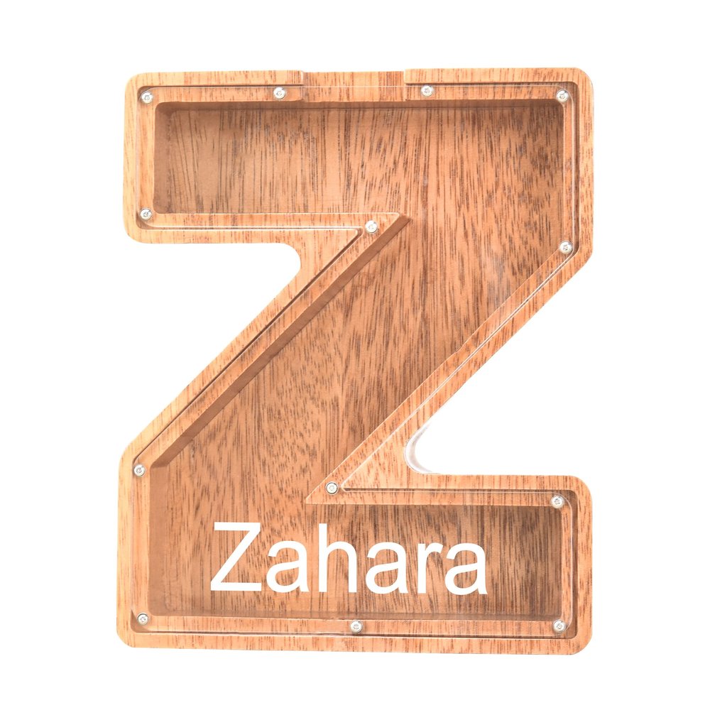 Custom Name Piggy Banks Kid, Personalized Letter Piggy Bank, Wooden Alphabet Money Bank, Gifts For Boy Girl Christmas Birthday New Year's Day (Z)