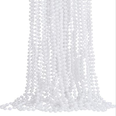 16 PCS 7mm White Faux Pearl Beads Necklaces Bulk Party Favor Plastic Play Pearl for Flapper Tea Party Gatsby 20's Wedding Decorations