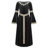 Agoky Kids Girls Renaissance Vintage Ball Gown Halloween Fancy Costume Retro Medieval Gothic Long Dress Black 14 Years view 1