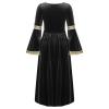 Agoky Kids Girls Renaissance Vintage Ball Gown Halloween Fancy Costume Retro Medieval Gothic Long Dress Black 14 Years view 2
