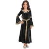 Agoky Kids Girls Renaissance Vintage Ball Gown Halloween Fancy Costume Retro Medieval Gothic Long Dress Black 14 Years view 3
