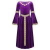 Agoky Kids Girls Renaissance Vintage Ball Gown Halloween Fancy Costume Retro Medieval Gothic Long Dress Purple 12 Years view 1