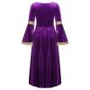 Agoky Kids Girls Renaissance Vintage Ball Gown Halloween Fancy Costume Retro Medieval Gothic Long Dress Purple 12 Years view 2