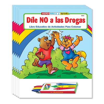 ZOCO Say No to Drugs (in Spanish) Educational Coloring Books (50 Bulk Pack, With Crayons) Community Outreach, Stay Drug Free Games, Puzzles, Fun Activities for Kids