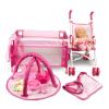 ANIVIA Baby Doll Stroller Set - Includes Stroller, Crib, Play Mat, Feeding Toy, Diaper Bag - Nursery Role Play Set (11" Doll Included) view 1