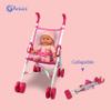 ANIVIA Baby Doll Stroller Set - Includes Stroller, Crib, Play Mat, Feeding Toy, Diaper Bag - Nursery Role Play Set (11" Doll Included) view 3