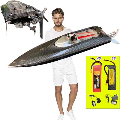 Ssccgym D022 Brushless RC Boat for Adults Experts Alloy Tail Kits 25 Inch 31mph+ 50kmh+ Remote Control Boat (Add 3S & 4S 2 Sets of Batteries & Chargers)
