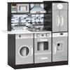 Qaba Wooden Play Kitchen with Lights Sounds, Kids Kitchen Playset with Washing Machine, Water Dispenser, Microwave, Range Hood, Refrigerator, Utensils, Gift for 3-6 Years Old view 1