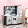 Qaba Wooden Play Kitchen with Lights Sounds, Kids Kitchen Playset with Washing Machine, Water Dispenser, Microwave, Range Hood, Refrigerator, Utensils, Gift for 3-6 Years Old view 2