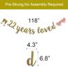 22 Years Loved Banner, Pre-Strung, Gold Glitter Paper Garlands for 22nd Birthday/Wedding Anniversary Party Decorations Supplies, No Assembly Required,Gold,SUNbetterland view 2