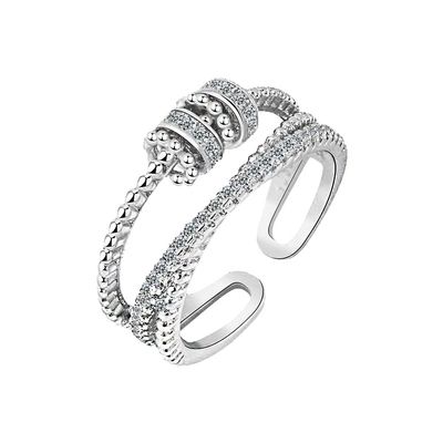 CSIYANJRY99 Jansio Threanic Triple-Spin Ring,to My Daughter Vikanda Thermogenic Moissanite Spinner Ring Feelief Zirconica Triple Fidget Rings Anti Anxiety Rotatable Ring Jewelry for Women (Silver)