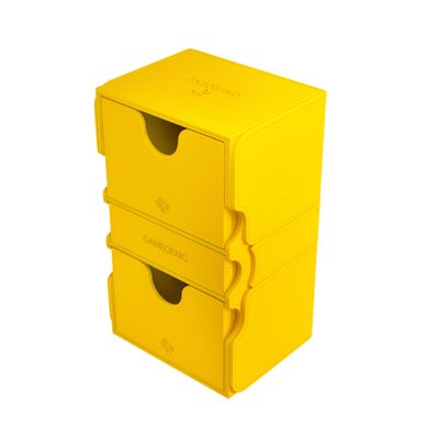 Gamegenic Stronghold 200+ XL Convertible Deck Box | Double-Sleeved | Card Game Protector with Accessories Drawer | Nexofyber Surface | Holds up to 200 Cards | Yellow Color | Made