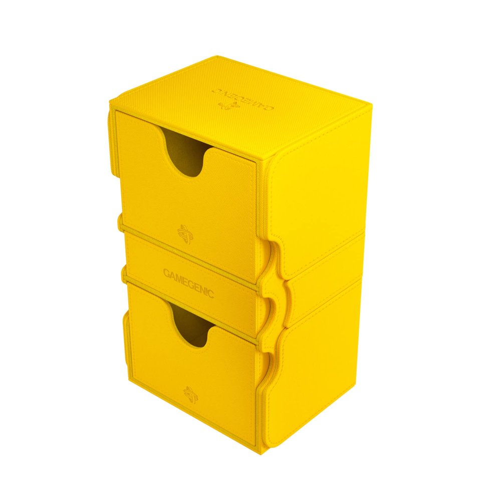 Gamegenic Stronghold 200+ XL Convertible Deck Box | Double-Sleeved | Card Game Protector with Accessories Drawer | Nexofyber Surface | Holds up to 200 Cards | Yellow Color | Made