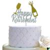 Happy Retirement Cake Topper - Retirement Party Decoration Supplies, Double Sided Silver Glitter view 1