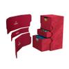 Stronghold 200+ XL Convertible Deck Box | Double-Sleeved | Card Game Protector with Accessories Drawer | Nexofyber Surface | Holds up to 200 Cards | Red Color | Made by Gamegenic (GGS20111ML) view 3