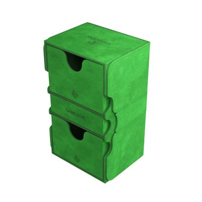 Stronghold 200+ XL Convertible Deck Box | Double-Sleeved Card Storage | Card Game Protector with Accessories Drawer | Nexofyber Surface | Holds up to 200 Cards | Green| Made by Gamegenic (GGS20112ML)
