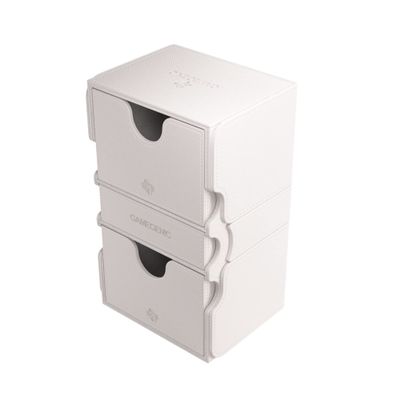 Stronghold 200+ XL Convertible Deck Box | Double-Sleeved | Card Game Protector with Accessories Drawer | Nexofyber Surface | Holds up to 200 Cards | White Color | Made by Gamegenic (GGS20122ML)