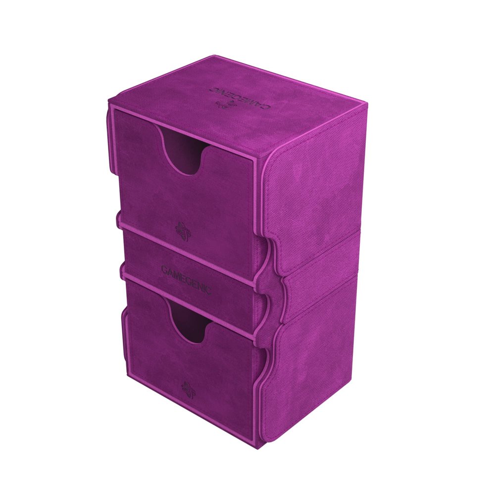 Gamegenic Stronghold 200+ XL Convertible Deck Box | Double-Sleeved | Card Game Protector with Accessories Drawer | Nexofyber Surface | Holds up to 200 Cards | Purple | Made by Gamegenic (GGS20113ML)