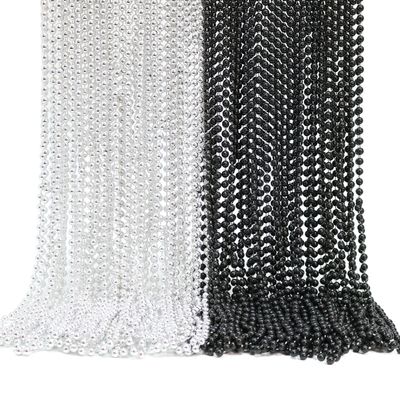 GiftExpress 72 pack Mardi Gras Beads Necklace, Metallic Black and Silver Beaded Necklace, Mardi Gras Throws, Party Beads Costume Necklaces
