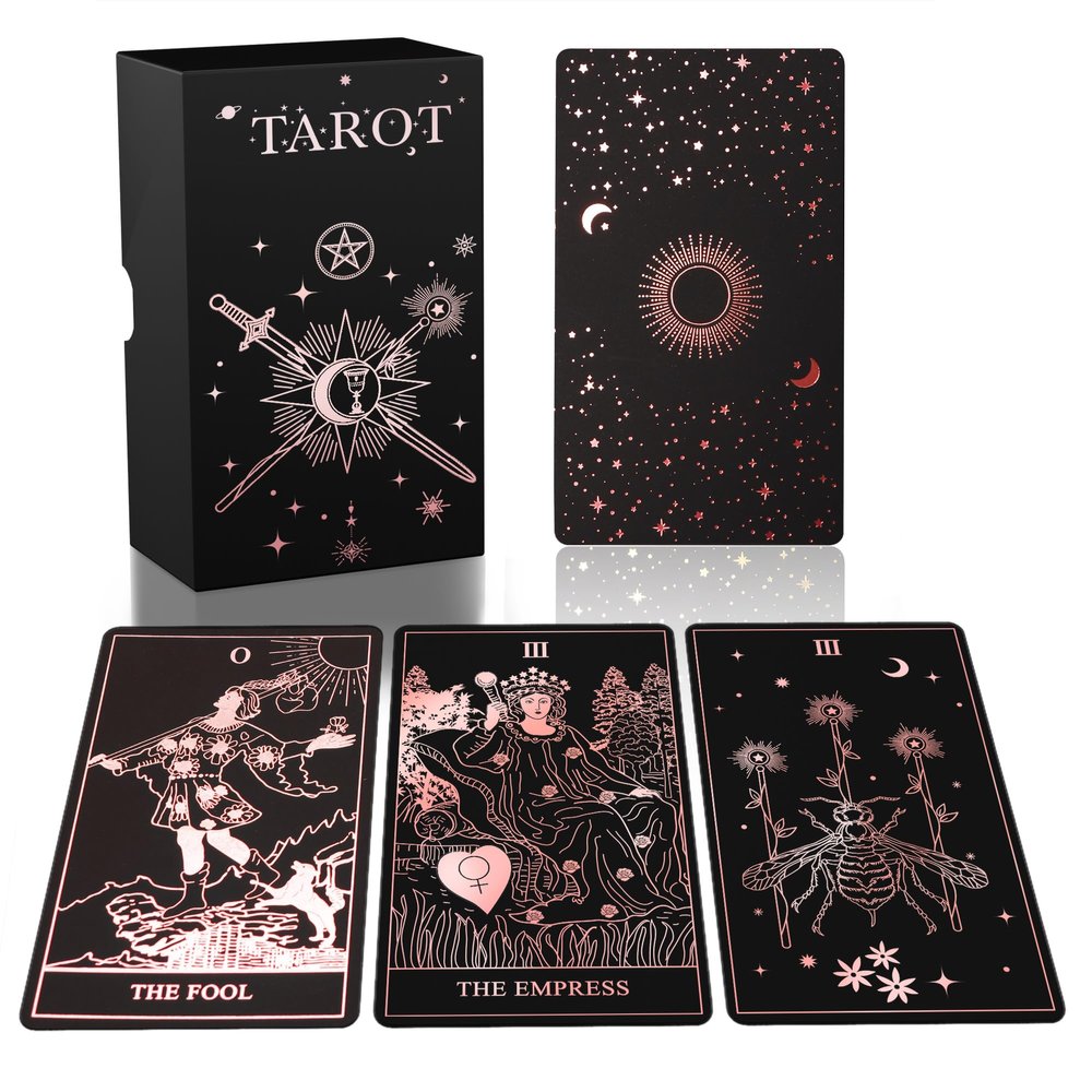 ACELION Original Tarot Card Set with Guide, 78 Pieces of Tarot Cards with Gold foil on The Surface Fortune-Telling Game
