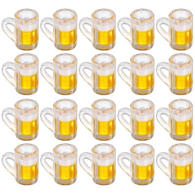 20Pcs Mini Beer Mug Shot Glasses Mini Resin Beer Cups Tiny Shot Mug Decoration for Dollhouse