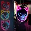 CAFELE 3Pcs Demon LED Mask Slayers Costume Props Japanese Anime Plastic Fox Face Cosplay Glowing Masks for Masquerade Festival Party view 1
