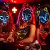 CAFELE 3Pcs Demon LED Mask Slayers Costume Props Japanese Anime Plastic Fox Face Cosplay Glowing Masks for Masquerade Festival Party view 2
