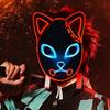 CAFELE 3Pcs Demon LED Mask Slayers Costume Props Japanese Anime Plastic Fox Face Cosplay Glowing Masks for Masquerade Festival Party view 3