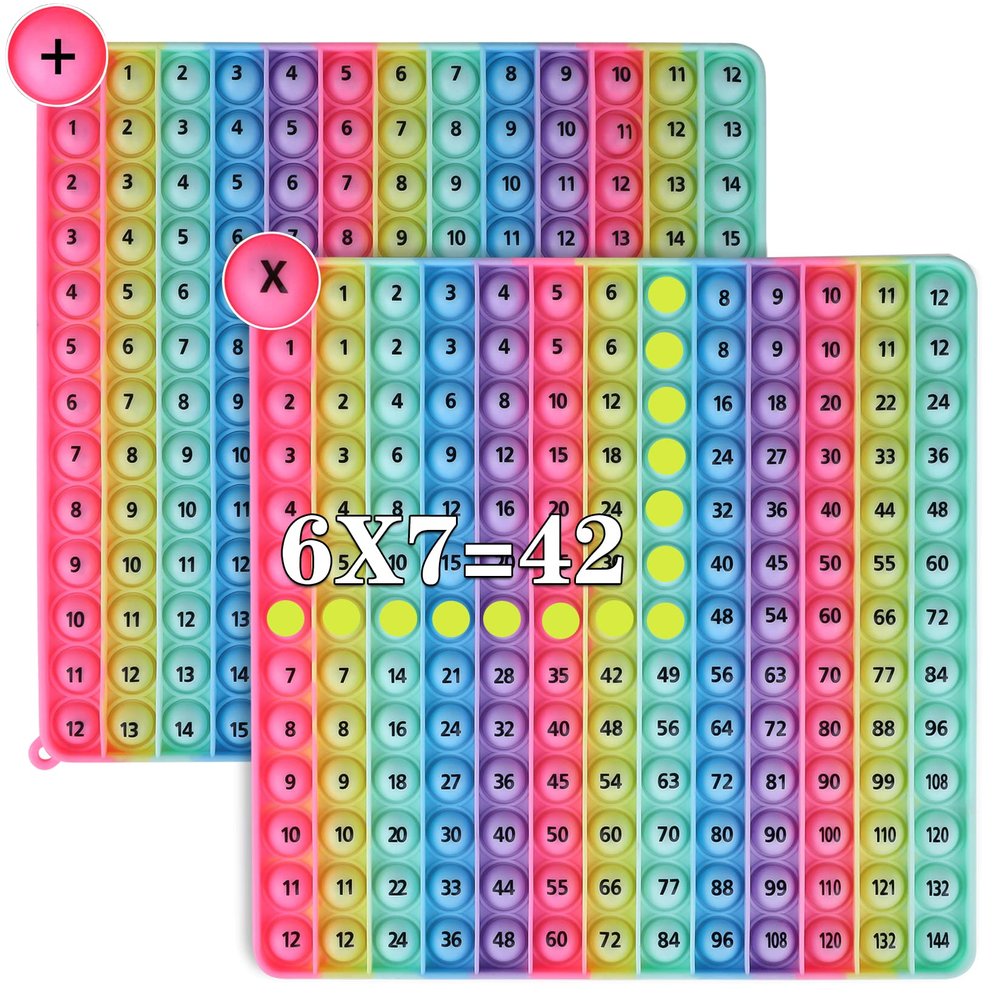 AK-SHIP Doubled Side Macaron Multiplication Game and Addition Numbers POP Fidget Math Toys, Create Various Math Operations, Stress Relief Fidget Learning Game Fidget Math Toys 1 Piece