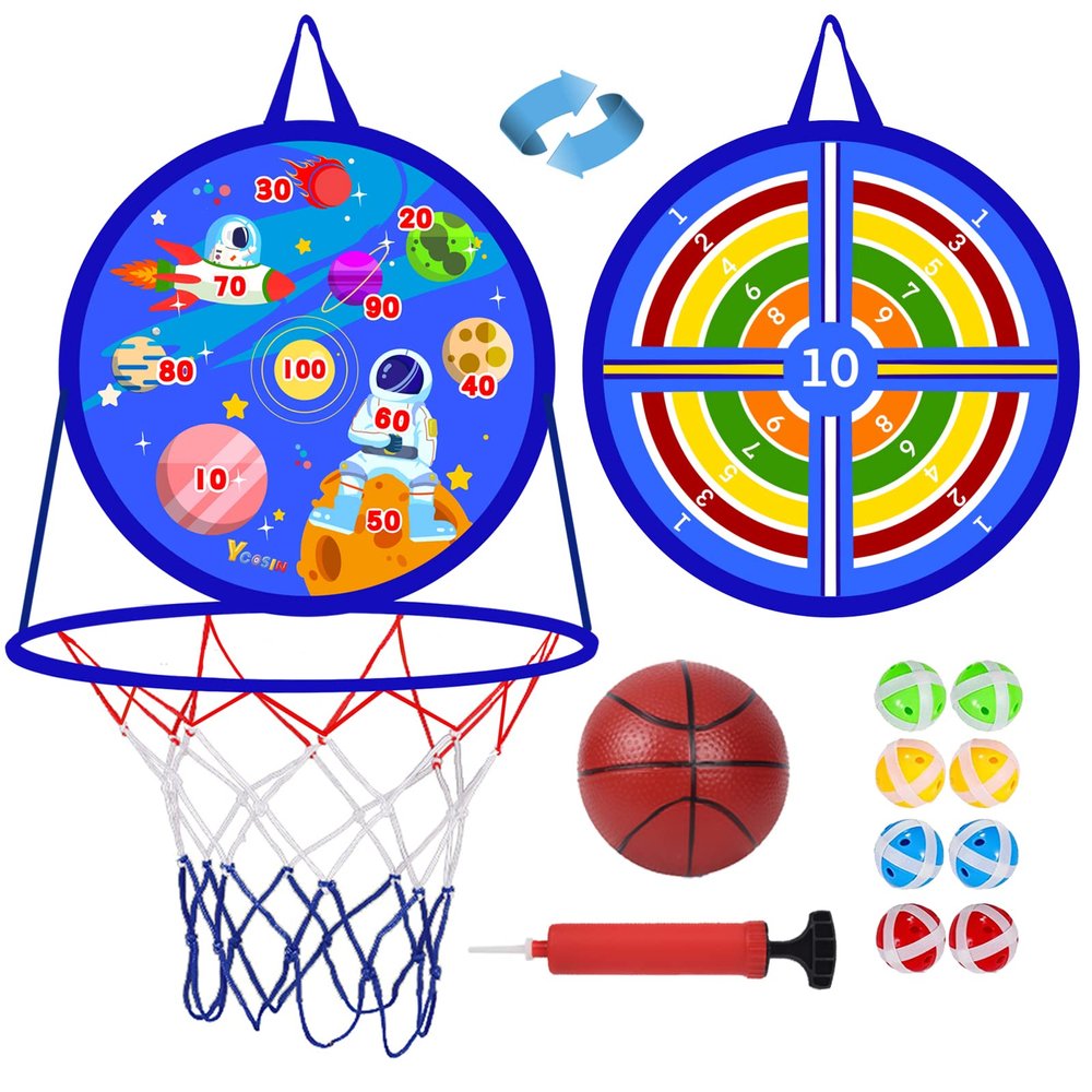 Dart Board, Basketball Hoop for Kids Toddlers, Sports & Outdoor Play Toys, Boy Toys, Birthday Gift Toy for 3 4 5 6 7 8 9 10 11 12 Year Old Boys Girls, Easter Gifts Party Favors