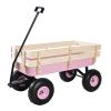 Sanch Ancha Classic Steel & Wood Utility Wagon for Family, Kids & Gardening, 10 All-Terrain Pneumatic Tires, 176 lb Capacity, Foldable Handle, Removable Wooden Sides (Pink) view 1