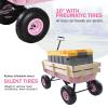 Sanch Ancha Classic Steel & Wood Utility Wagon for Family, Kids & Gardening, 10 All-Terrain Pneumatic Tires, 176 lb Capacity, Foldable Handle, Removable Wooden Sides (Pink) view 2