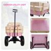 Sanch Ancha Classic Steel & Wood Utility Wagon for Family, Kids & Gardening, 10 All-Terrain Pneumatic Tires, 176 lb Capacity, Foldable Handle, Removable Wooden Sides (Pink) view 3
