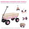 Sanch Ancha Classic Steel & Wood Utility Wagon for Family, Kids & Gardening, 10 All-Terrain Pneumatic Tires, 176 lb Capacity, Foldable Handle, Removable Wooden Sides (Pink) view 4
