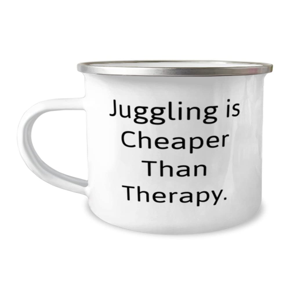 Epic Juggling, Juggling is Cheaper Than Therapy, Holiday 12oz Camper Mug For Juggling