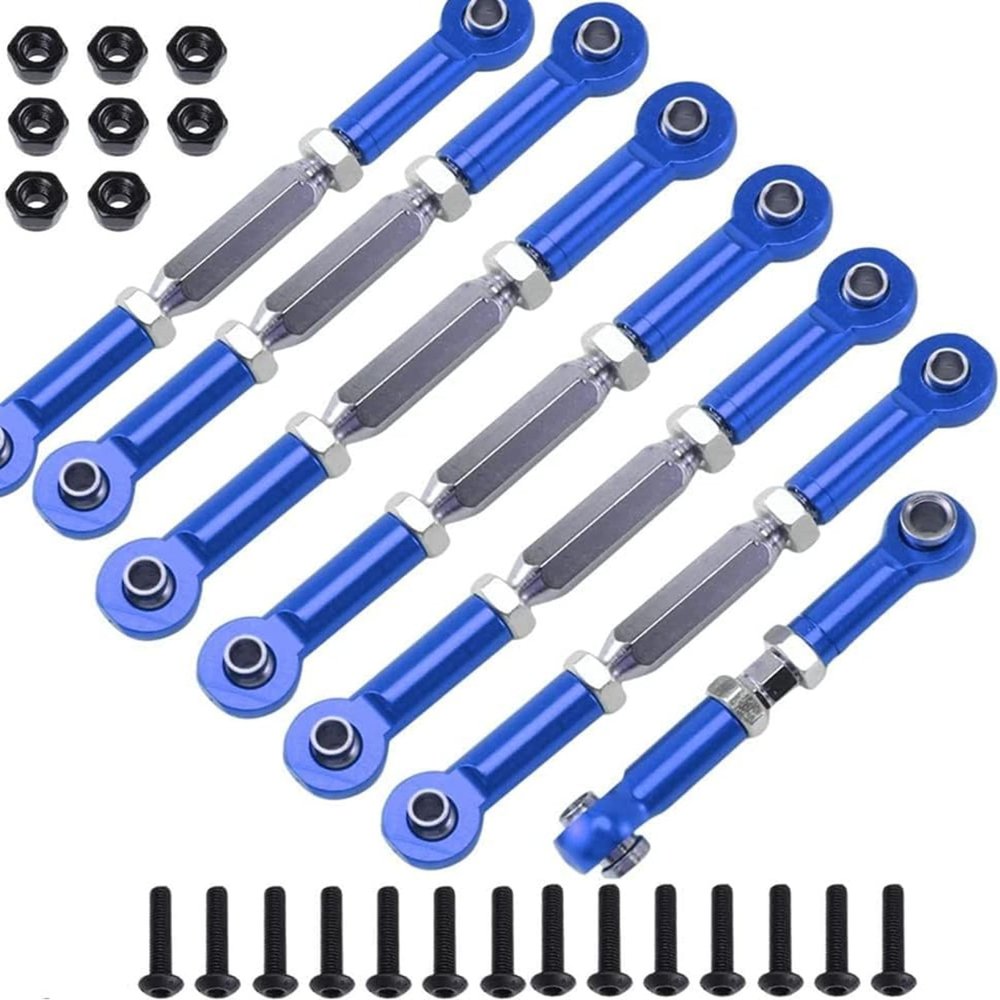 Aluminum Turnbuckles Camber Link Rod Ends Sets for 1/10 Slash 2WD 4X4/Hoss 2WD 4X4/Rustler 2WD 4X4/Stampede 2WD 4X4 Upgrade Parts RC Truck 7pcs/Set(Navy Blue)