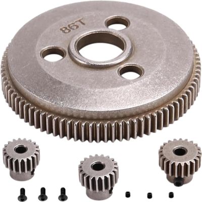 Slash 2WD Rustler 86T Spur Gear,Metal 86T Spur Gear with 17T 19T 21T Pinion Gear for Slash 2WD Stampede Rustler Bandit 1/10 RC Car Upgrade Parts Replace 4686
