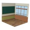 AMLESO 1/12 Scale Backdrop Scene Model Scene Simulation Layout Collection Display Background Board Scene for Decor Accessory, Classroom view 1