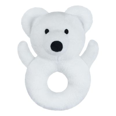 Doindute Baby Polar Bear Soft Rattle Toy, Polar Bear Plush Infant Shaker Rattle Easy-Grasp Stuffed Animal Toy, Gifts for Newborns Babies Toddlers Boys Girls, White, 5 Inches