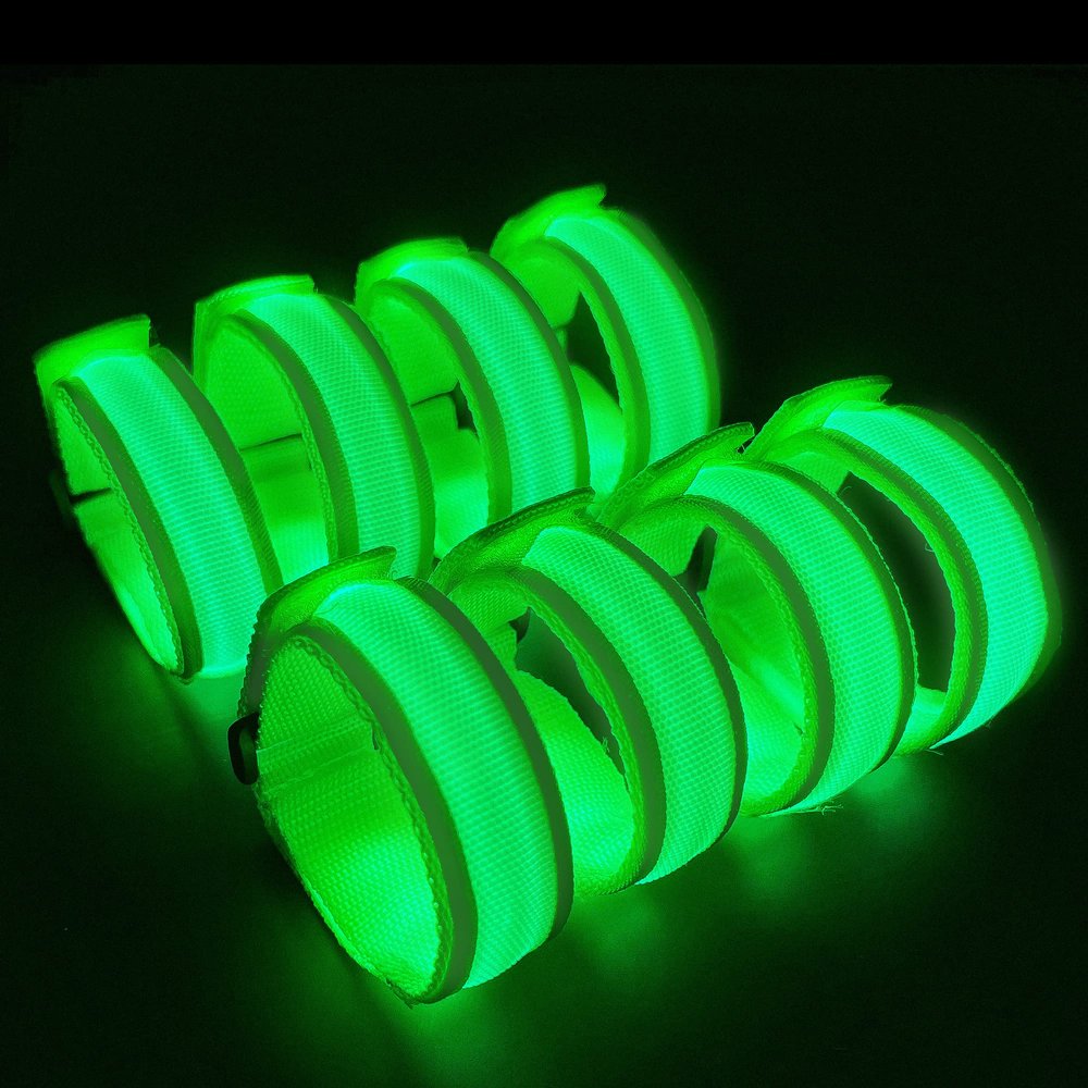 KIRALUMI 8 PCS LED Glow Bracelets, Light Up Wristbands - Halloween Glow in The Dark Party Bracelets Favors Supplies for Christmas, Concerts, Festivals, Game Prizes, Sports, Rave AccessoriesGreen