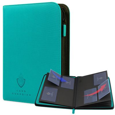 Card Guardian - 4 Pocket Premium Binder for 160 Cards (Teal) | Zipper Closure and Side Loaded Pockets | Compatible with Trading & Sports Cards including Magic the Gathering, Yugioh, Baseball Cards