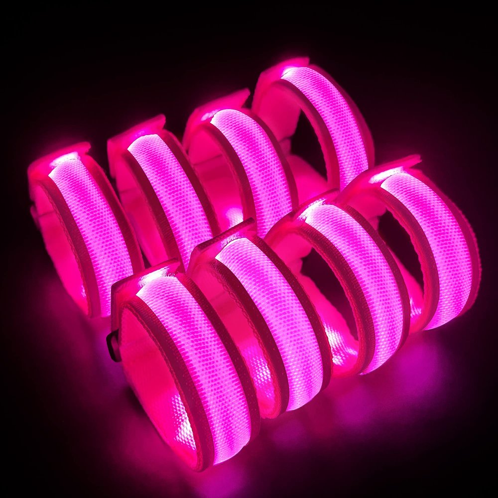 KIRALUMI 8 PCS LED Glow Bracelets, Light Up Wristbands - Halloween Glow in The Dark Party Bracelets Favors Supplies for Christmas, Concerts, Festivals, Game Prizes, Sports, Rave AccessoriesPink