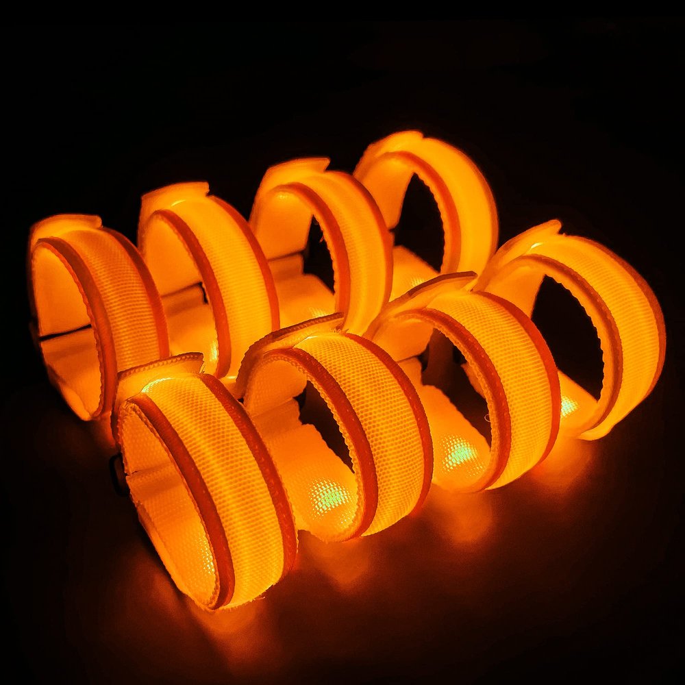 KIRALUMI 8 PCS LED Glow Bracelets, Light Up Wristbands - Halloween Glow in The Dark Party Bracelets Favors Supplies for Christmas, Concerts, Festivals, Game Prizes, Sports, Rave AccessoriesOrange