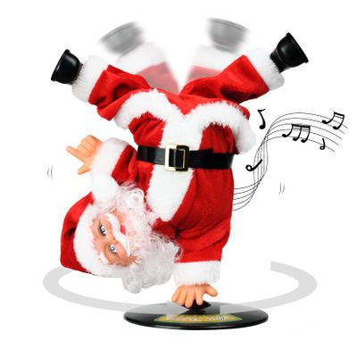 Gfilay Inverted Rotating Dancing and Singing Santa Claus Plush Toy,Electric Santa Animated Christmas Decorations for Kids