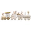 NUOBESTY Christmas Wooden Train Ornament: 4-Section Festive Desktop Decoration with Snowman, Bear, House, Mini Holiday Train Set for Indoor Decor, Xmas Party, Mantel, Tabletop view 1