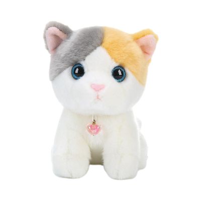 Almencla Simulation Cat Stuffed Animal Plush Toy Sleeping Pillow Doll for Car Home Bedroom Living Room Decoration, White 22cm