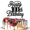 Rsstarxi 1 Pack Happy 100th Birthday Cake Topper Black Glitter 100 & Fabulous Cheers to 100 Years Old Birthday Cake Pick for Celebrating 100th Birthday Anniversary Party Cake Decorations Supplies view 1